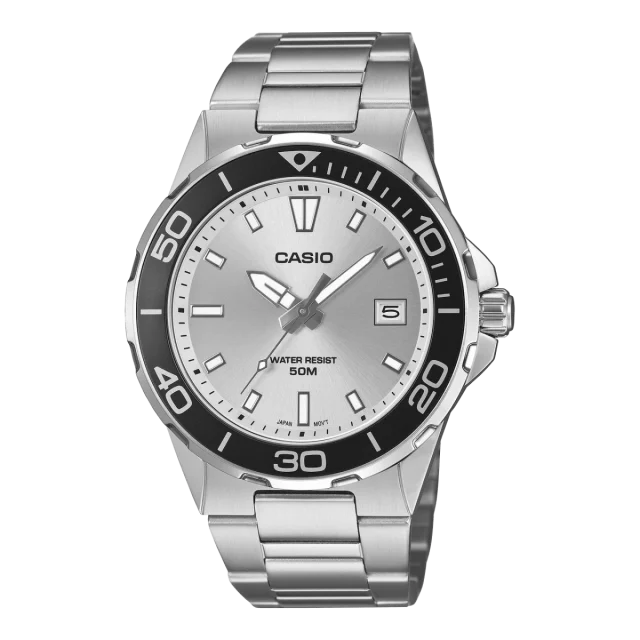 Casio MTD145D-7A Men's Stainless Steel Silver Dial Analogue Watch – 50M Water Resistant