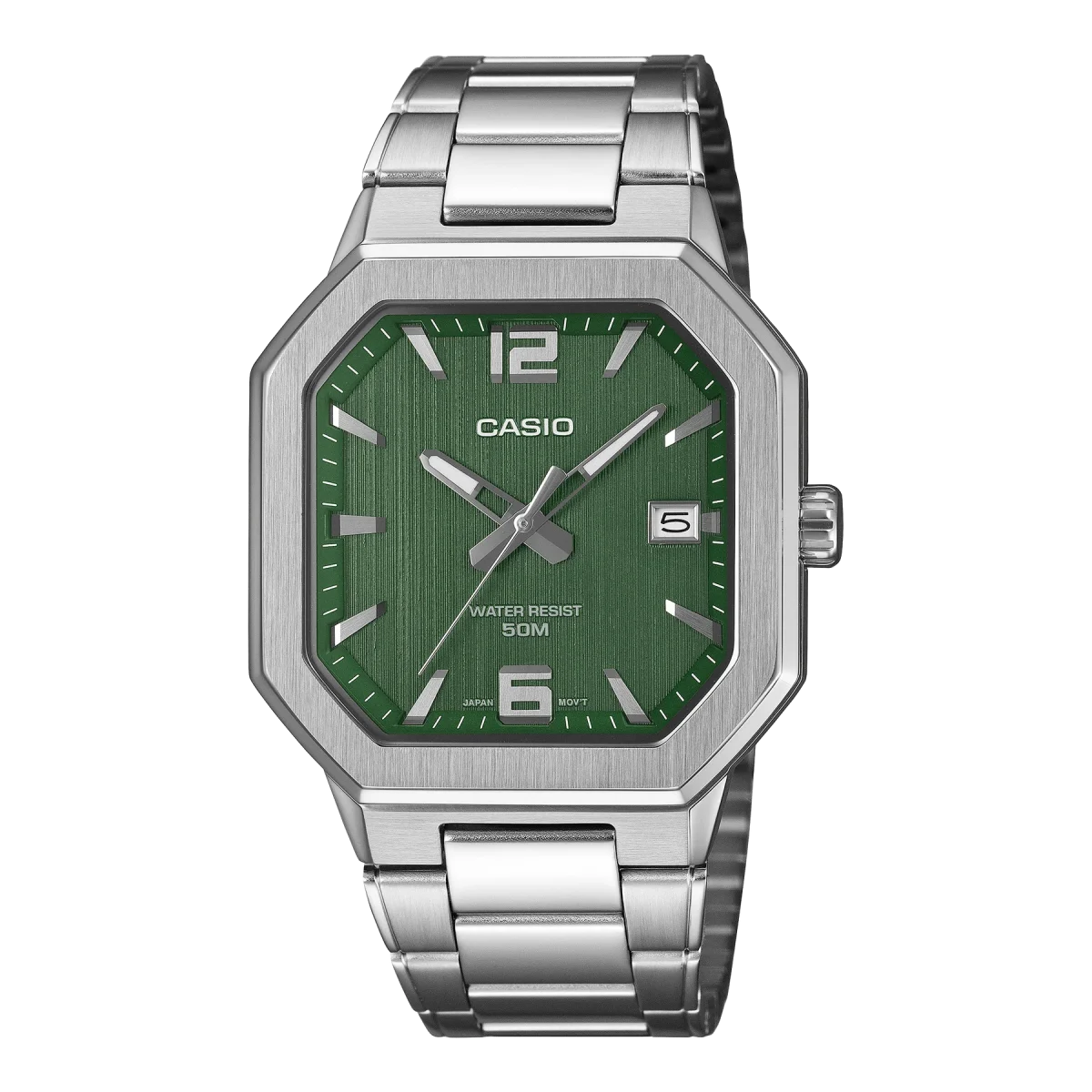 Casio MTPB195D-3A Men's Green Dial Stainless Steel Watch