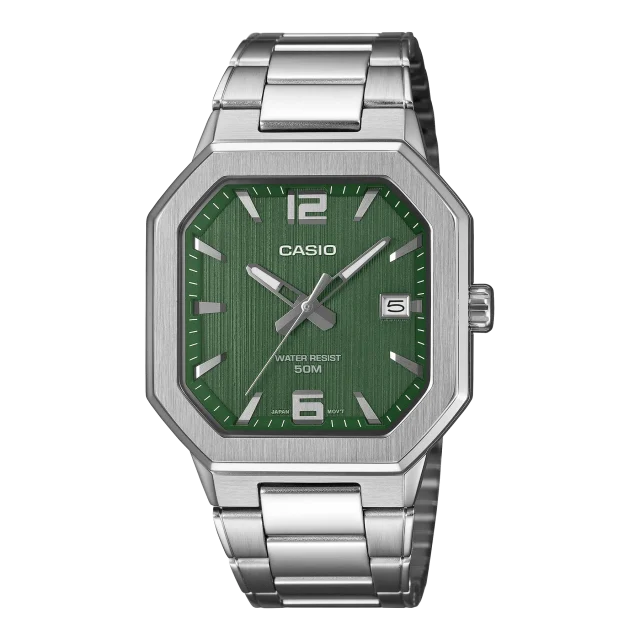 Casio MTPB195D-3A Men's Green Dial Stainless Steel Watch