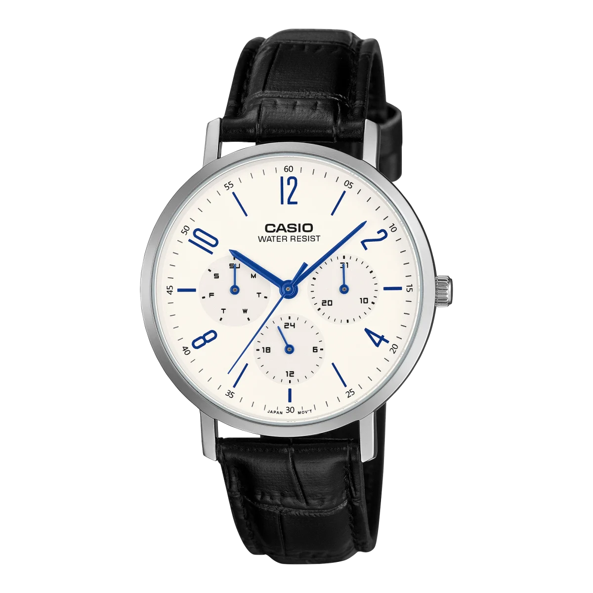 Casio MTPVT06L-7B Men's White Dial Leather Strap Analogue Watch