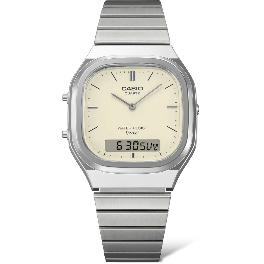 Casio Vintage AQ240E-7A Analogue Digital Watch – Silver Stainless Steel