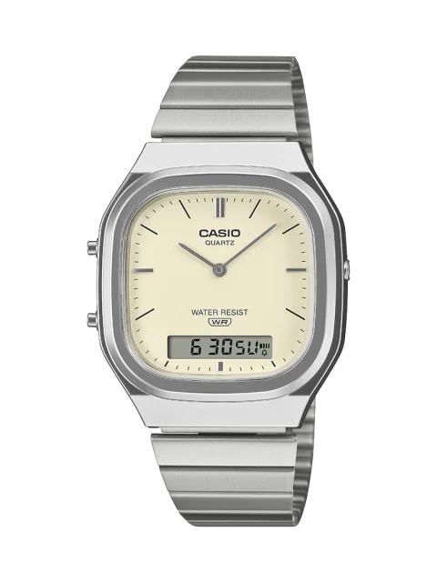 Casio Vintage AQ240E-7A Analogue Digital Watch – Silver Stainless Steel