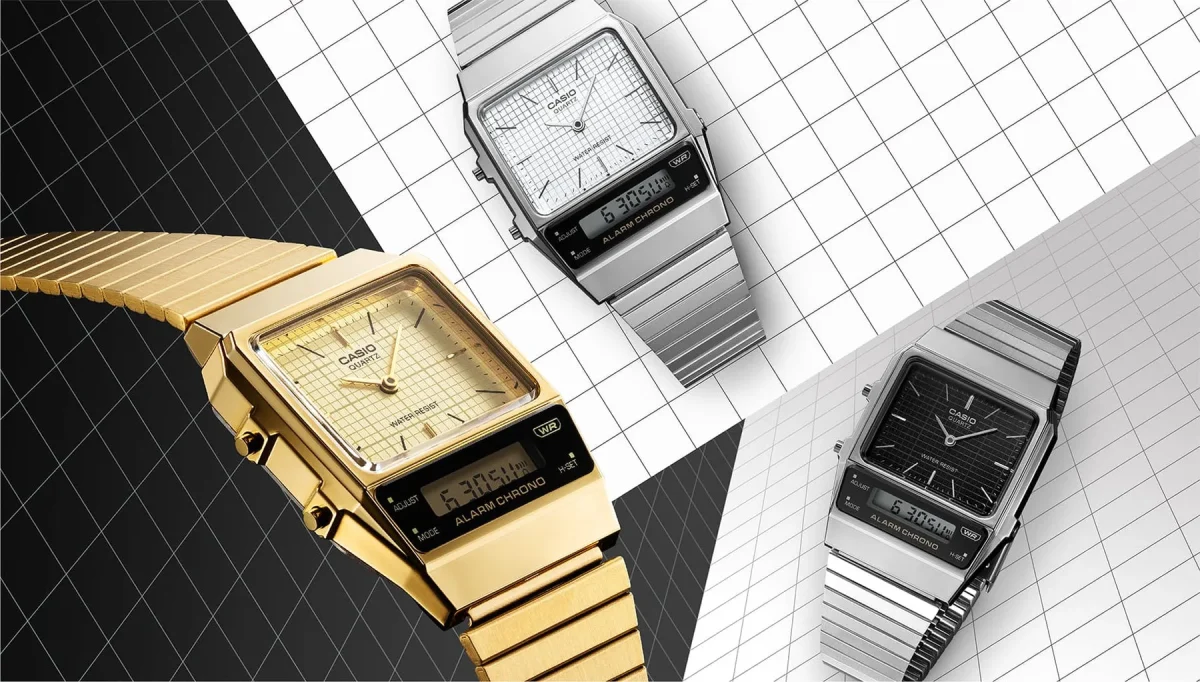 Casio Vintage Duo LCD Dial, Dual Time Gold Tone - AQ800EG-9A