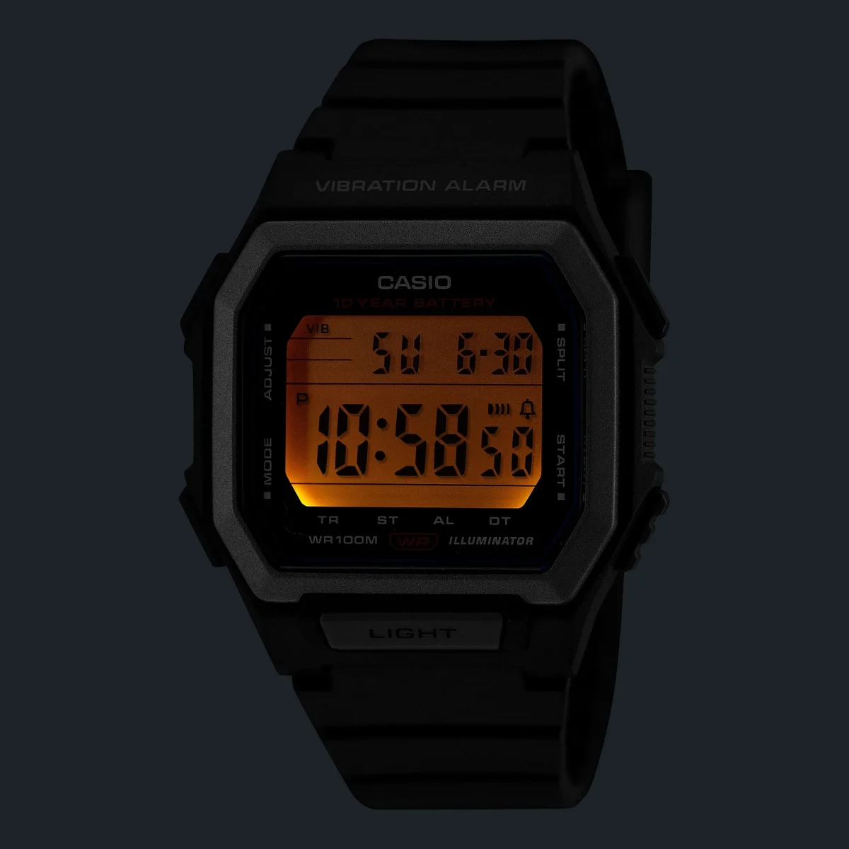Casio W-738H-1AV Digital Watch – 100M Water Resistant, Vibration Alarm, Dual Time & 10-Year Battery