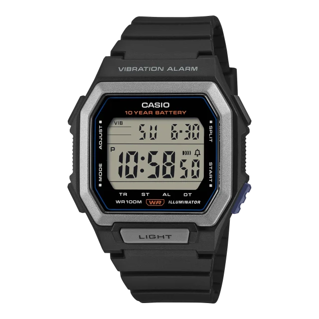 Casio W-738H-1AV Digital Watch – 100M Water Resistant, Vibration Alarm, Dual Time & 10-Year Battery