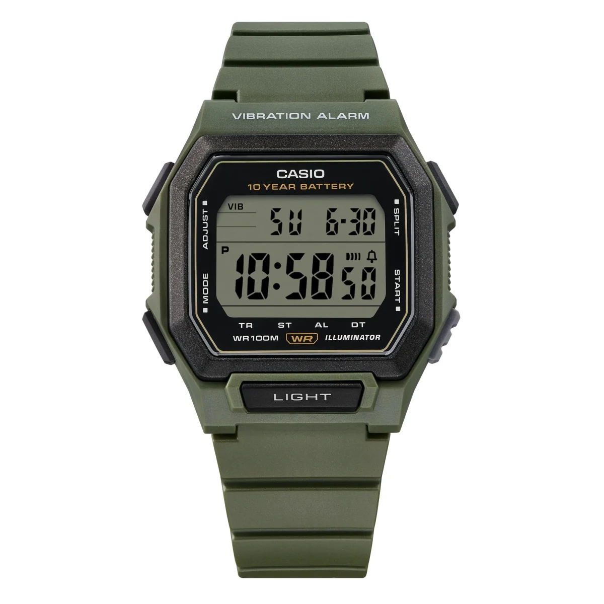 Casio W-738H-3AV Digital Watch – 100M Water Resistant Vibration Alarm Digital Watch with 10-Year Battery