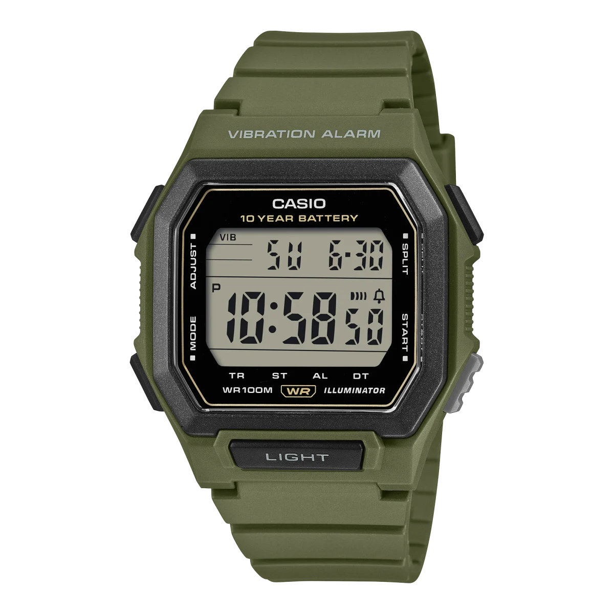 Casio W-738H-3AV Digital Watch – 100M Water Resistant Vibration Alarm Digital Watch with 10-Year Battery