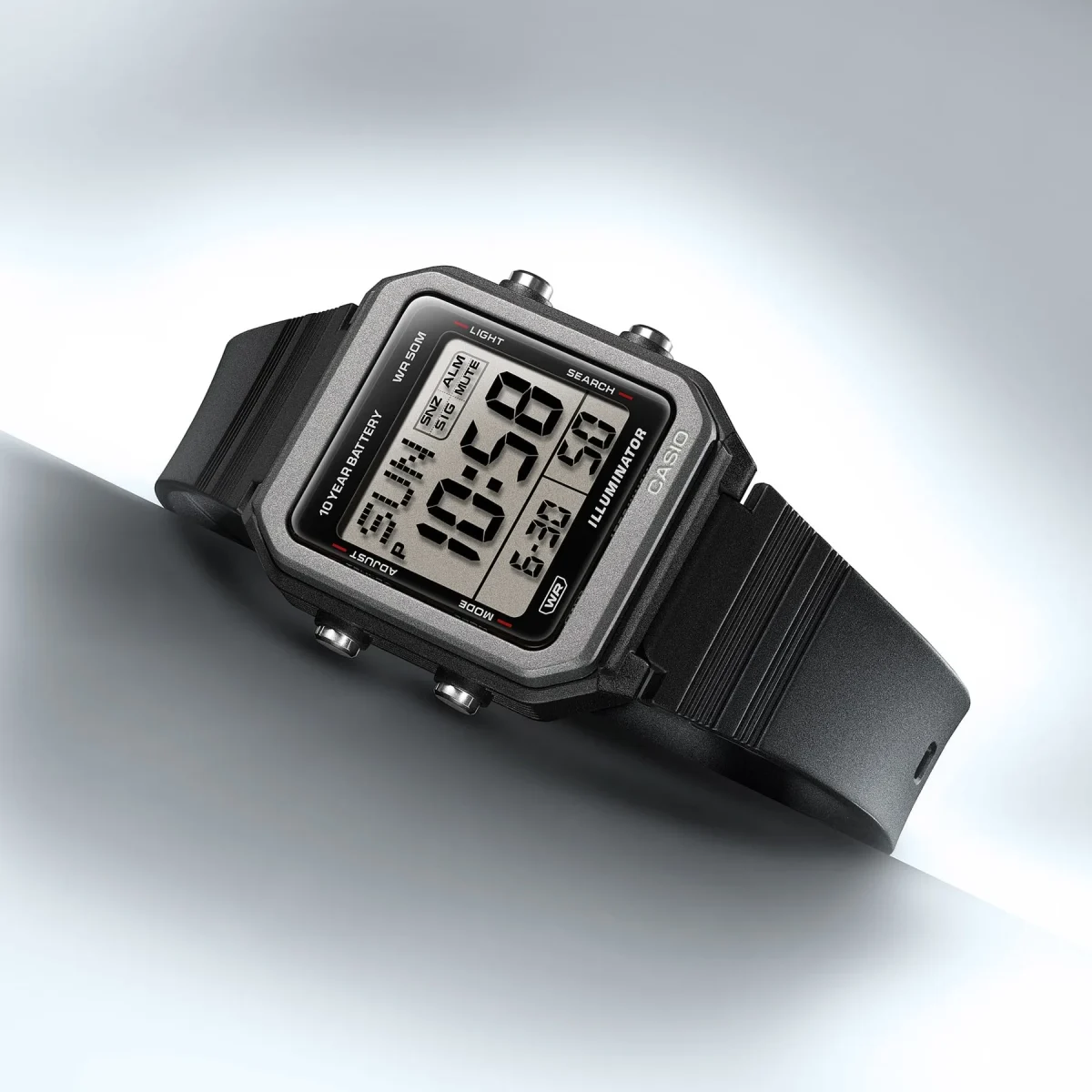 Casio W221H-1A Digital Black Resin Watch – 50M Water Resistant