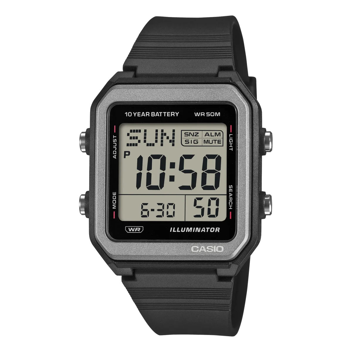 Casio W221H-1A Digital Black Resin Watch – 50M Water Resistant