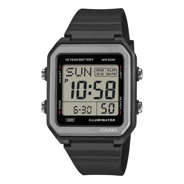 Casio W221H-1A Digital Black Resin Watch – 50M Water Resistant