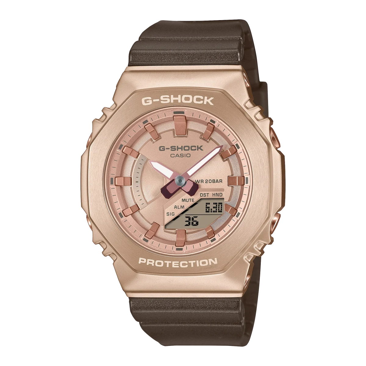 Casio Womens G-Shock Dual Time Peach Gold Tone on Pearlescent Tones Band - GMS2100CB-5A