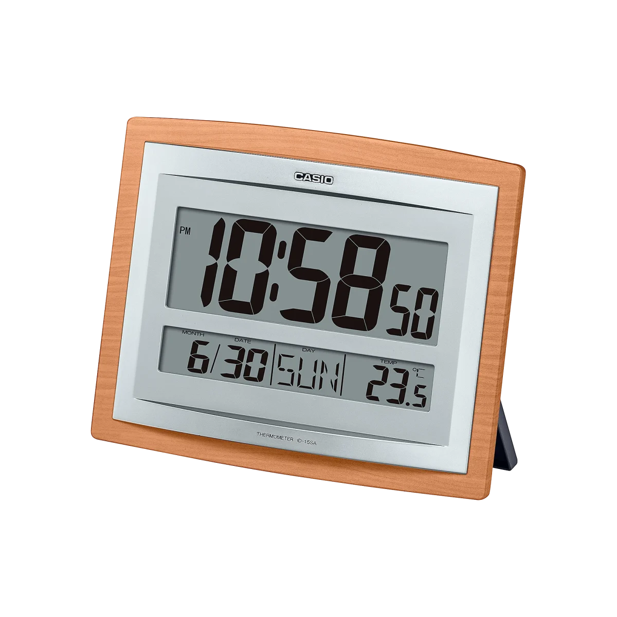 Casio Wood Grain Digital Wall Clock with Thermometer - ID15S-5D