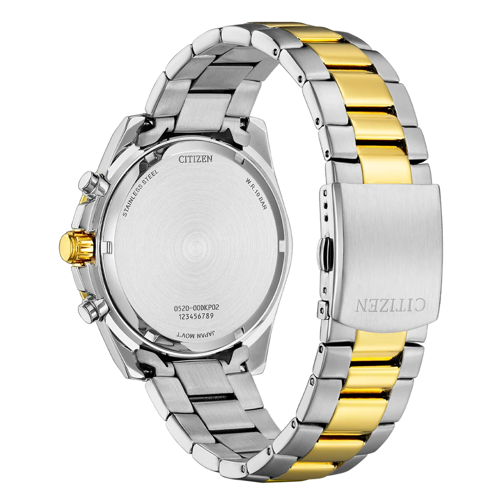 Citizen AN8234-58X Men’s Quartz Chronograph Watch – Two-Tone Stainless Steel, Green Dial, 100m Water Resistance
