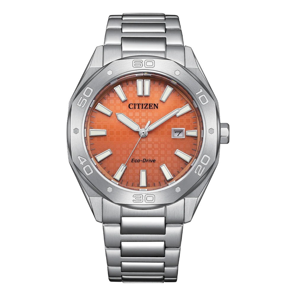 Citizen Eco-Drive BM7630-80Z Men’s Stainless Steel Watch with Orange Dial – Solar Powered, 100m WR