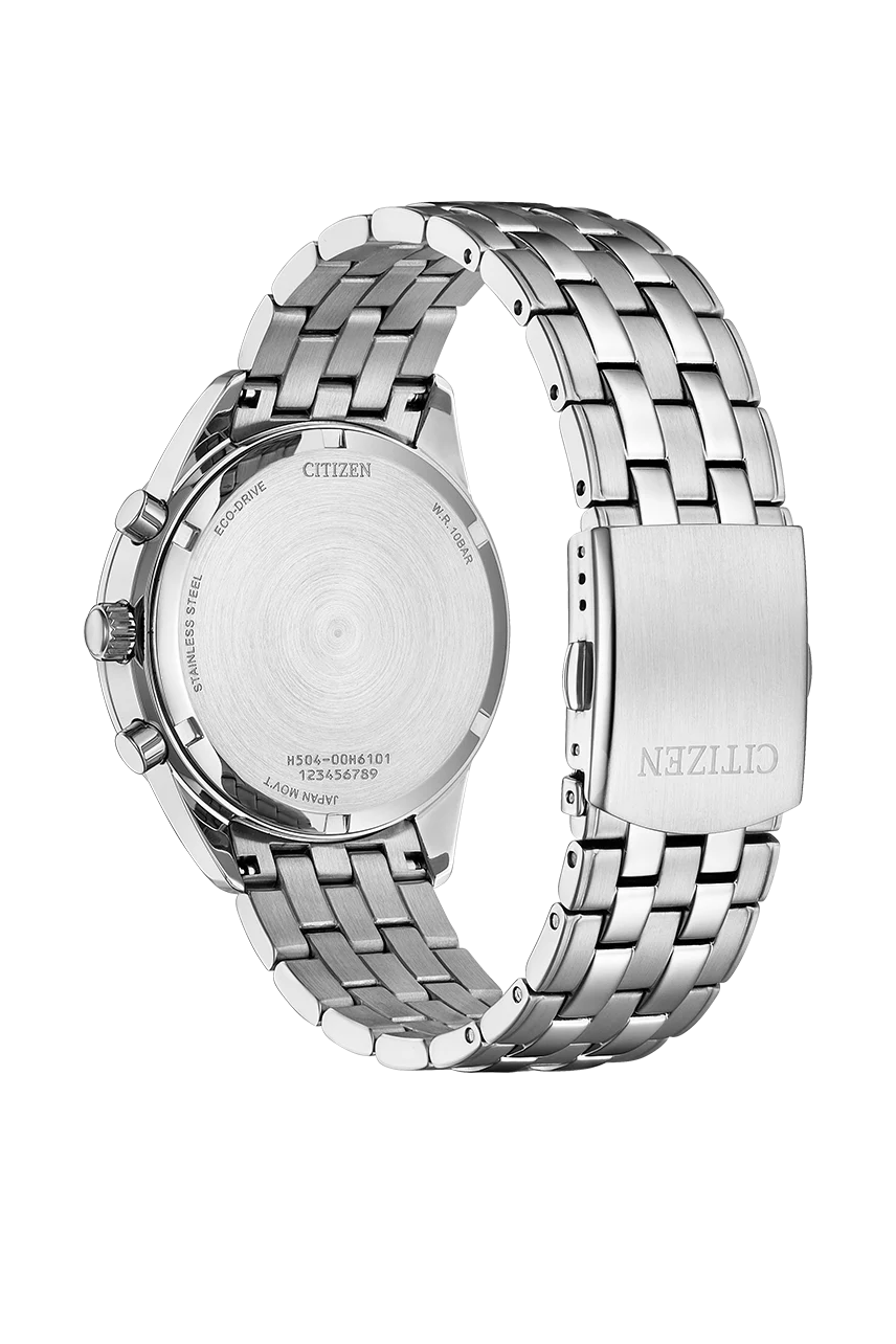Citizen Eco-Drive Chronograph Black Dial Stainless Steel Men's Watch AT2600-57E