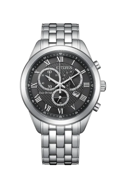 Citizen Eco-Drive Chronograph Black Dial Stainless Steel Men's Watch AT2600-57E
