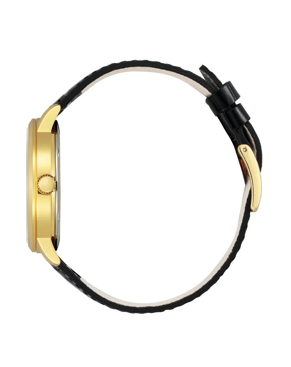 Citizen Eco-Drive Gents Gold Tone Case White Dial Black Leather Strap Watch - BJ6543-10A