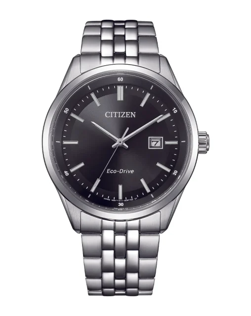 Citizen Gents Eco-Drive 100M Stainless Steel Black Dial Watch - BM7560-59E