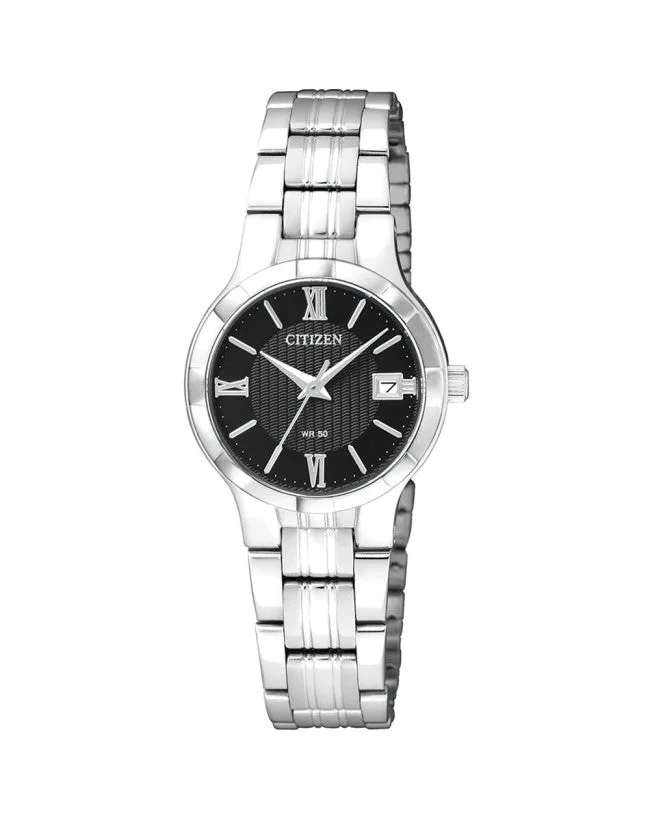 Citizen Ladies Dress Black Dial Quartz Watch - EU6020-50E
