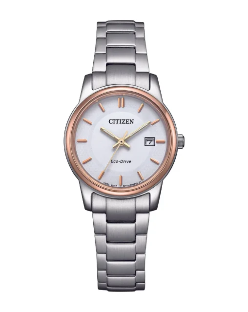 Citizen Ladies Eco-Drive 50M Stainless Steel White Dial Watch - EW2319-71A