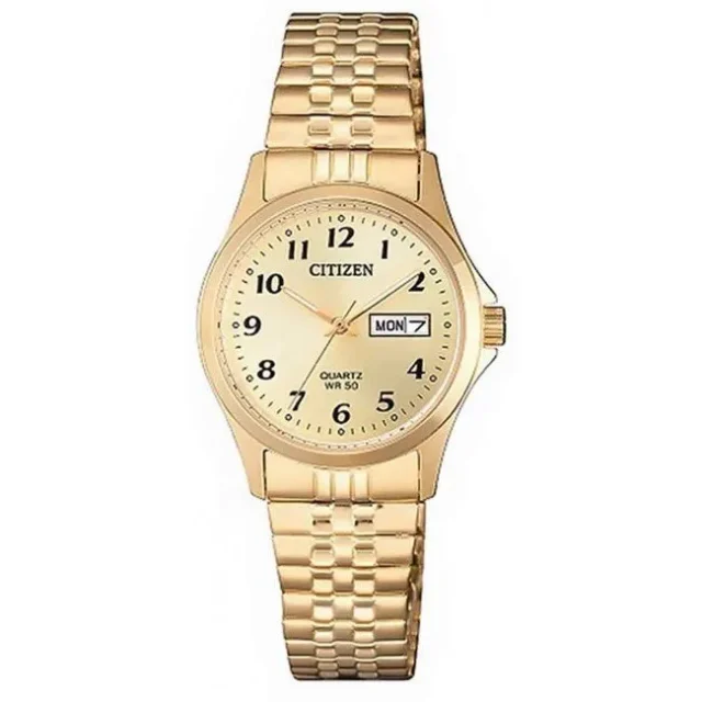 Citizen Ladies Quartz Expansion Bracelet 50m Gold Dial, Gold Case & Band - EQ2002-91P