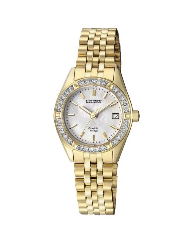 Citizen Ladies Quartz Gold Case & Band, Mother of Pearl Dial, Date - EU6062-50D