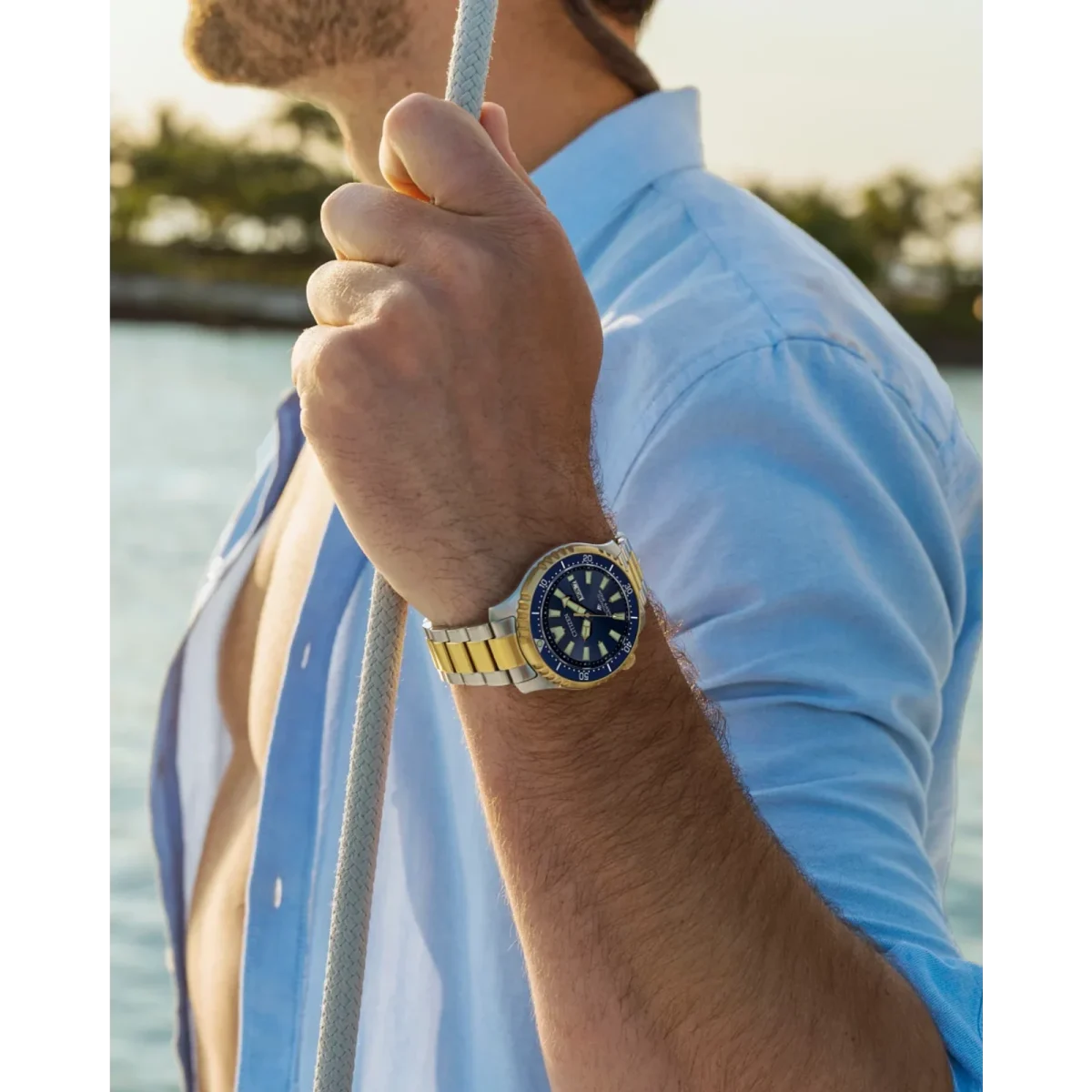 Citizen Promaster Dive Automatic Gents 200M Two Tone Blue Dial Watch - NY0154-51L