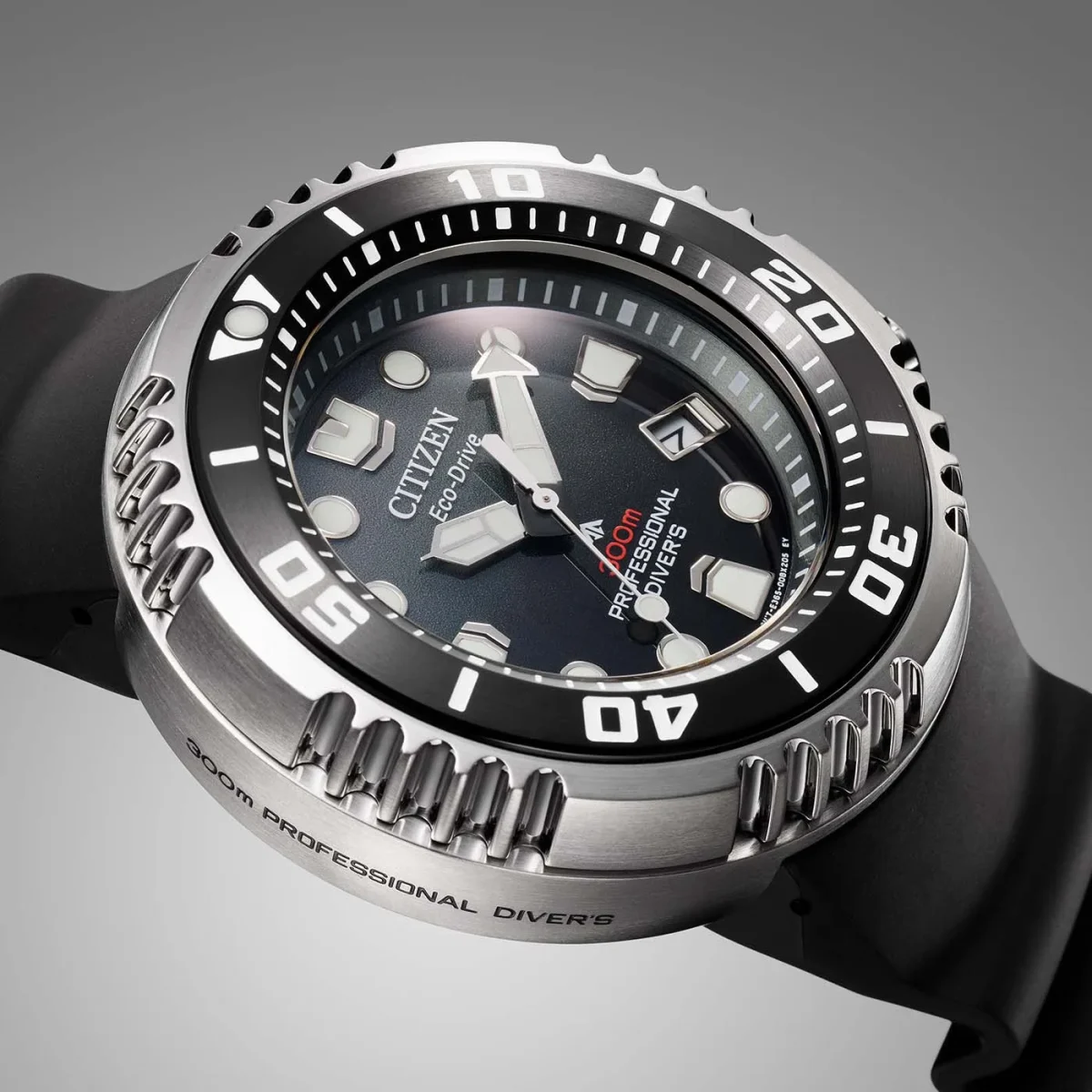 Citizen Promaster Eco-Drive Professional Diver's WR300 Black Dial, Stainless Steel Case, Black Rubber Strap - BN1024-01E