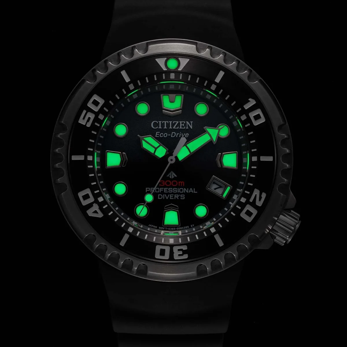 Citizen Promaster Eco-Drive Limited Edition Professional Diver's WR300 Blue Dial, Stainless Steel Case, Black Rubber Strap - BN1025-08L