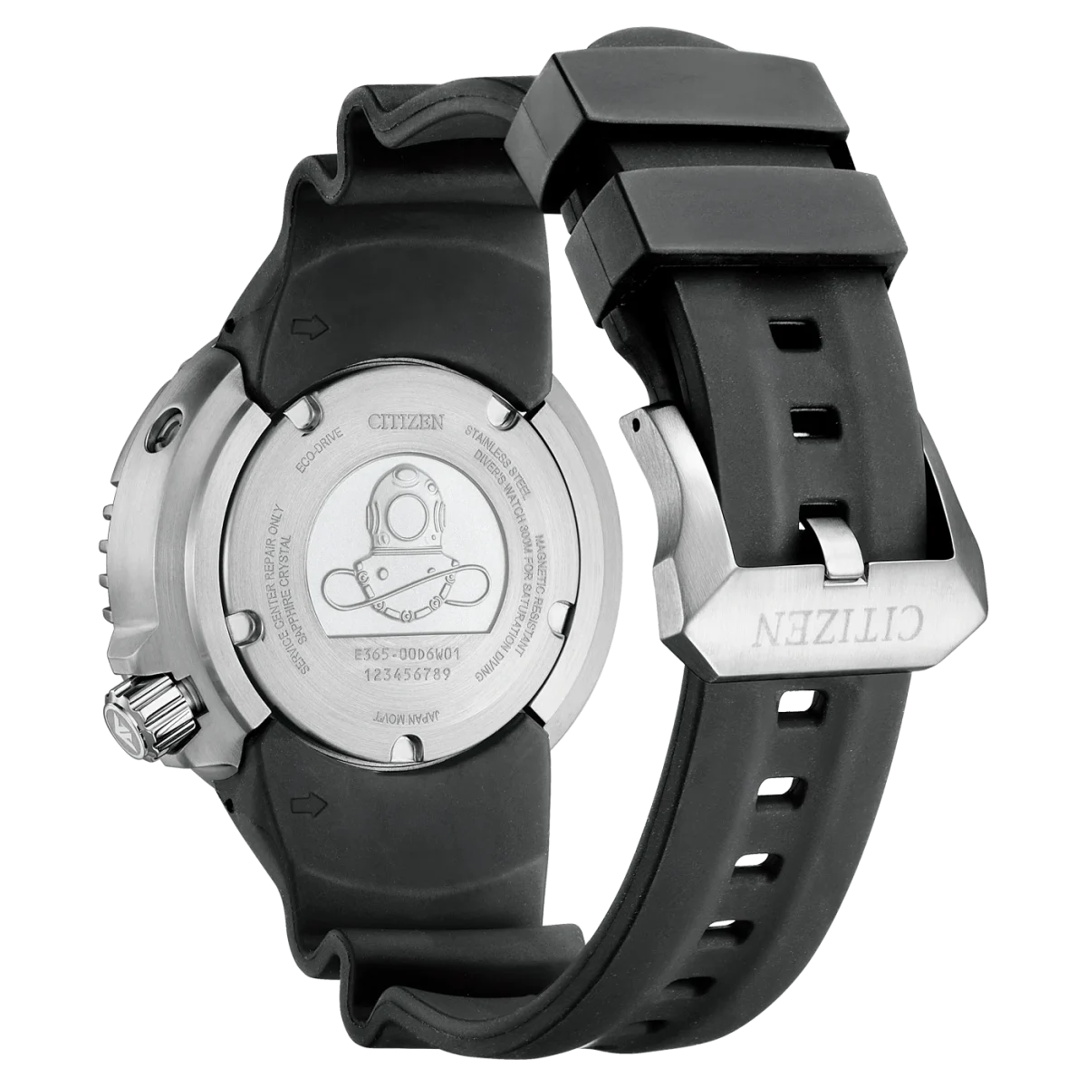 Citizen Promaster Eco-Drive Professional Diver's WR300 Black Dial, Stainless Steel Case, Black Rubber Strap - BN1024-01E