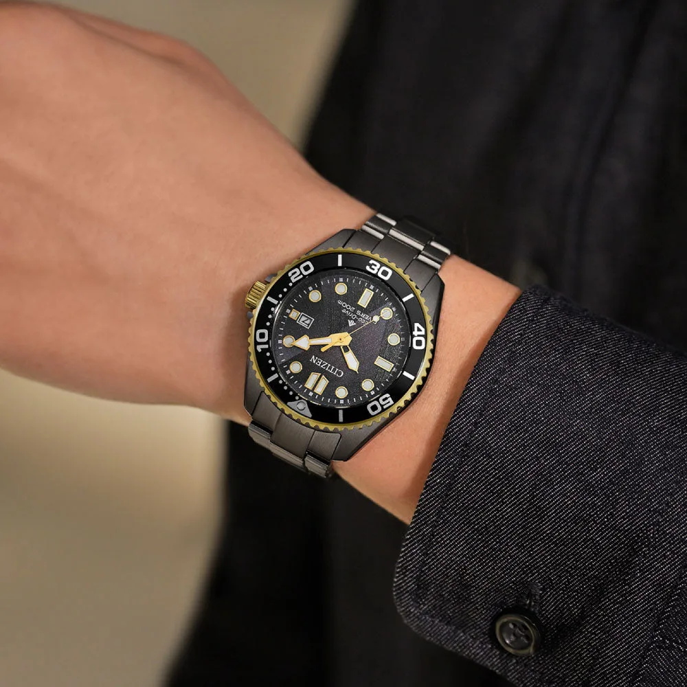 Citizen Promaster Marine Eco-Drive 200M Diver Black Dial Stainless Steel Watch BN0264-53E