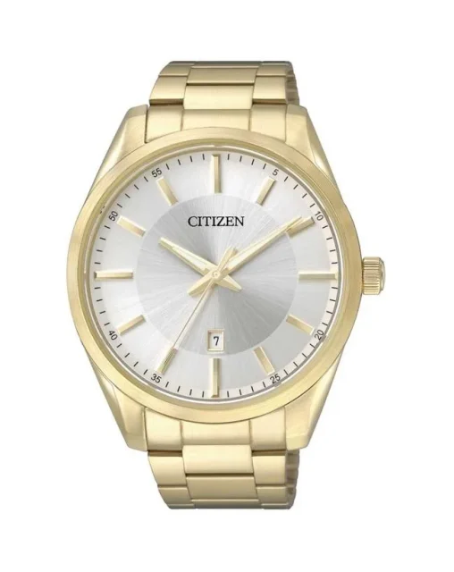 Citizen Quartz Gents Gold Tone Silver Dial Watch - BI1032-58A