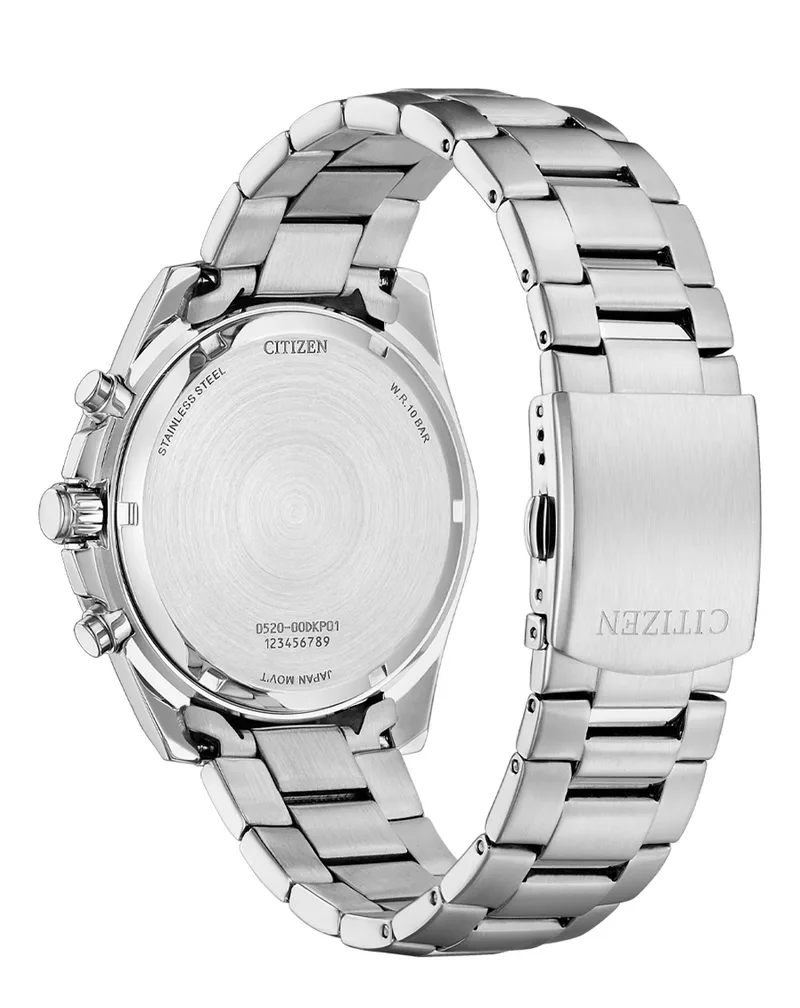 Citizen Quartz Sports Chronograph 100M WR Blue Dial, Stainless Steel Case & Band - AN8230-59l