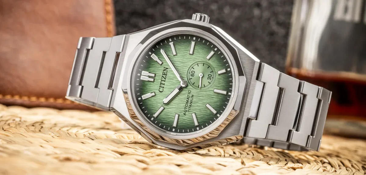 Citizen Zenshin Senkei Super Titanium Automatic Green Dial Watch NK5020-58X