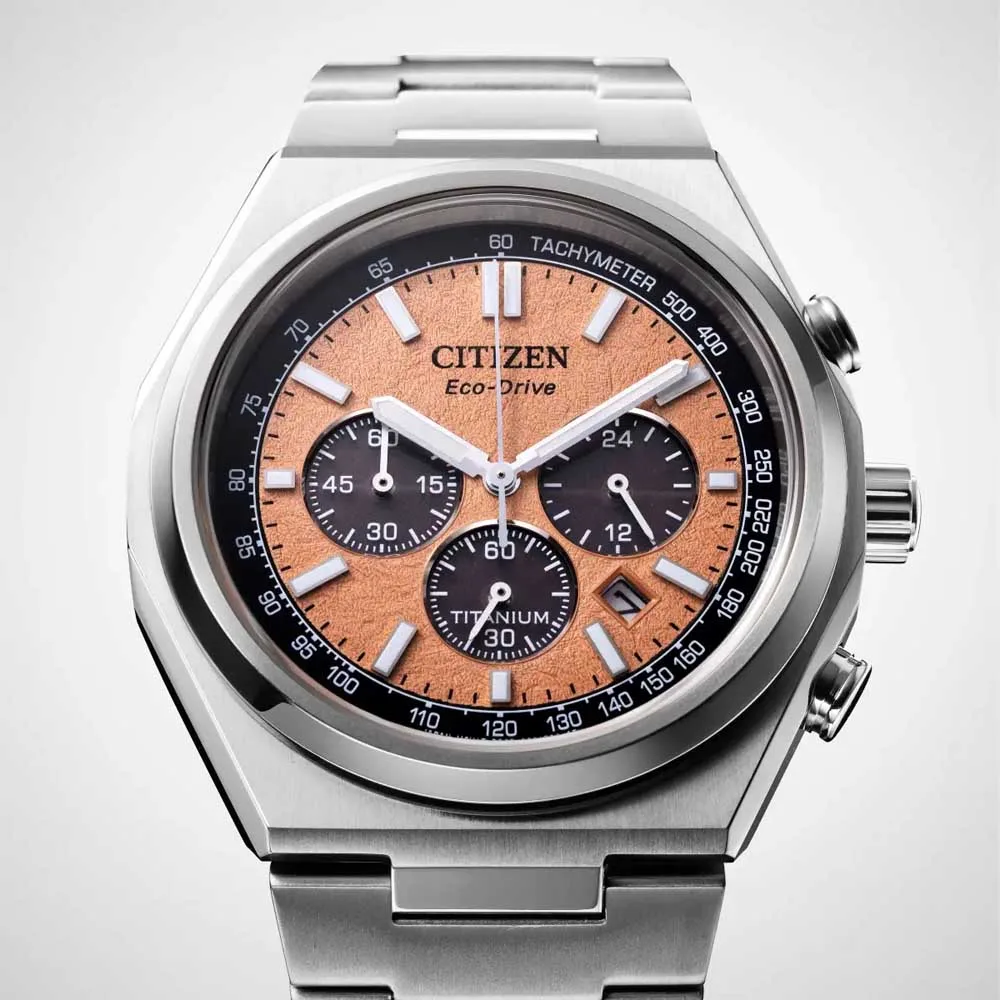 Citizen Zenshin Super Titanium Chronograph Salmon Dial - CA4610-85Z