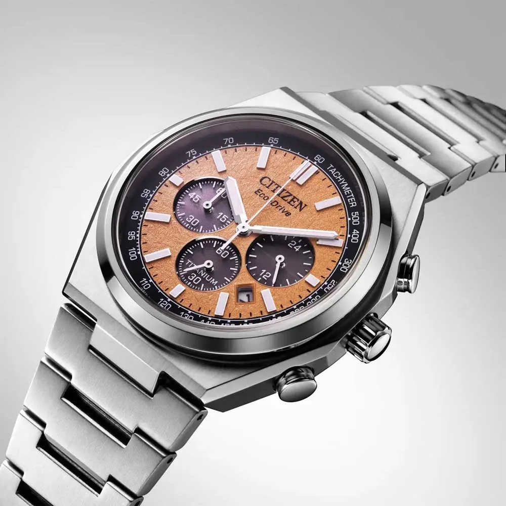 Citizen Zenshin Super Titanium Chronograph Salmon Dial - CA4610-85Z