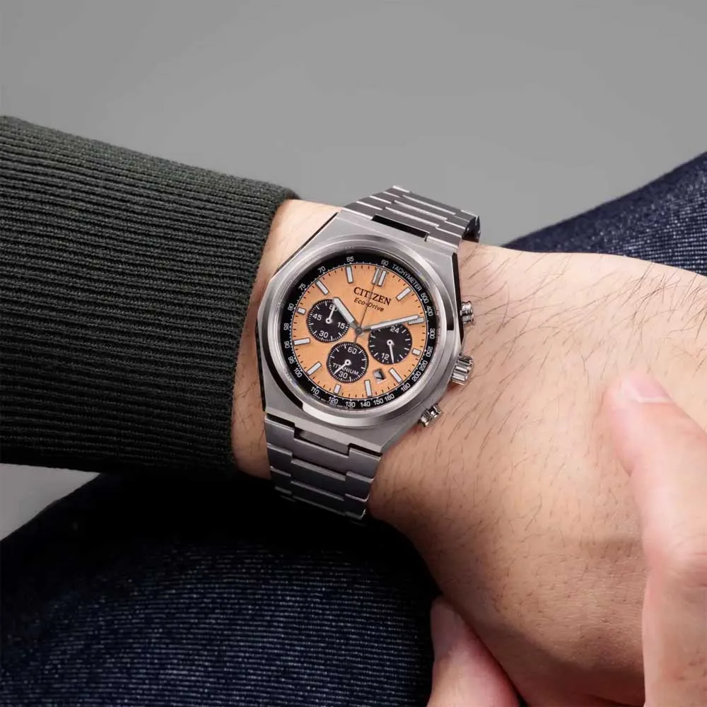 Citizen Zenshin Super Titanium Chronograph Salmon Dial - CA4610-85Z