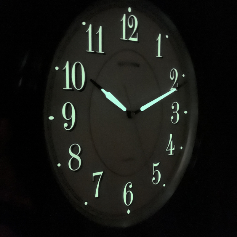 Rhythm Wall Clock, Glow In The Dark Dial, Wood Grain Plastic Case - CMG712NR06