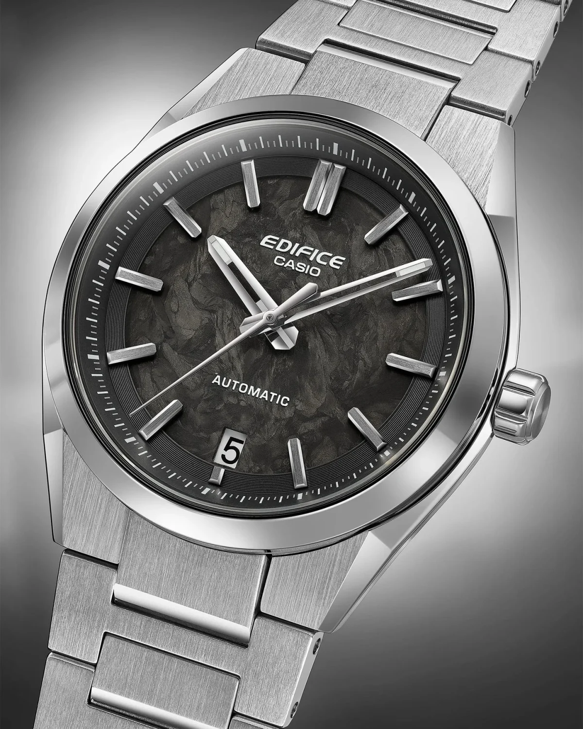 EDIFICE Analog Automatic Carbon Forged Dial, Stainless Steel Case & Band, 100M WR - EFK100CD-1A