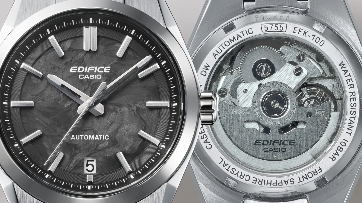 EDIFICE Analog Automatic Carbon Forged Dial, Stainless Steel Case & Band, 100M WR - EFK100CD-1A