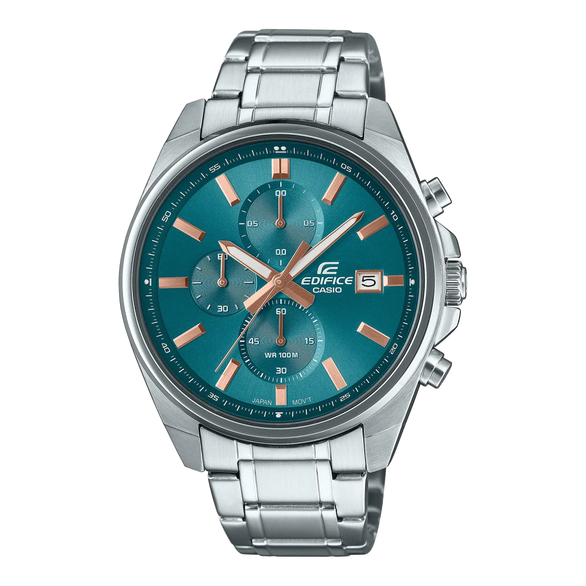 EDIFICE Analog Chronograph 100M WR Blue Dial, Stainless Steel Case & Strap - EFV610DE-2A