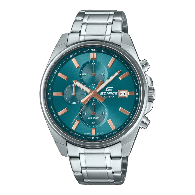 EDIFICE Analog Chronograph 100M WR Blue Dial, Stainless Steel Case & Strap - EFV610DE-2A