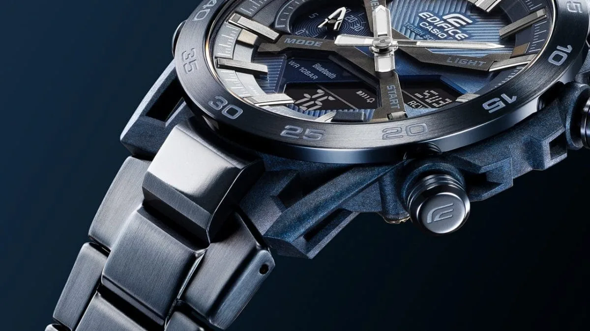Edifice Duo Cool Blue Solar Powered, Bluetooth, 100M Blue Face, IP Plated Stainless Steel - ECB2000CB-2A
