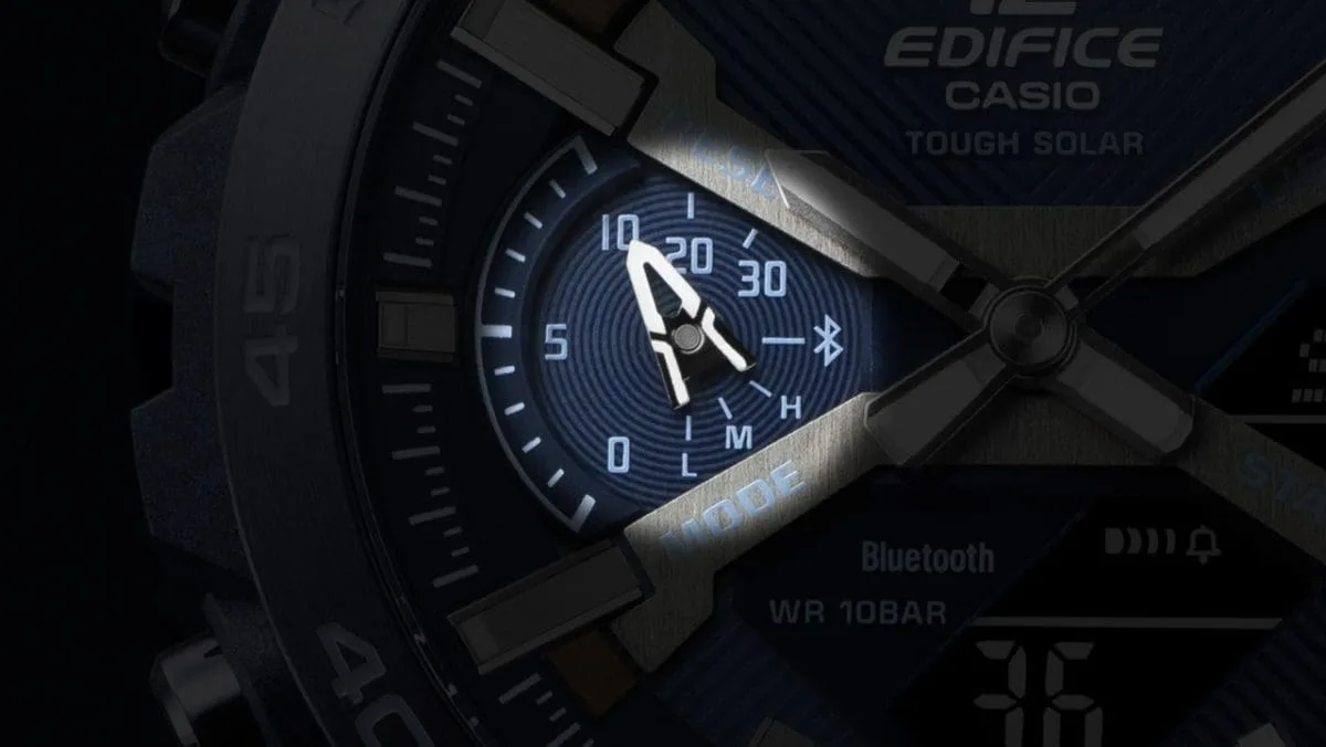 Edifice Duo Cool Blue Solar Powered, Bluetooth, 100M Blue Face, IP Plated Stainless Steel - ECB2000CB-2A