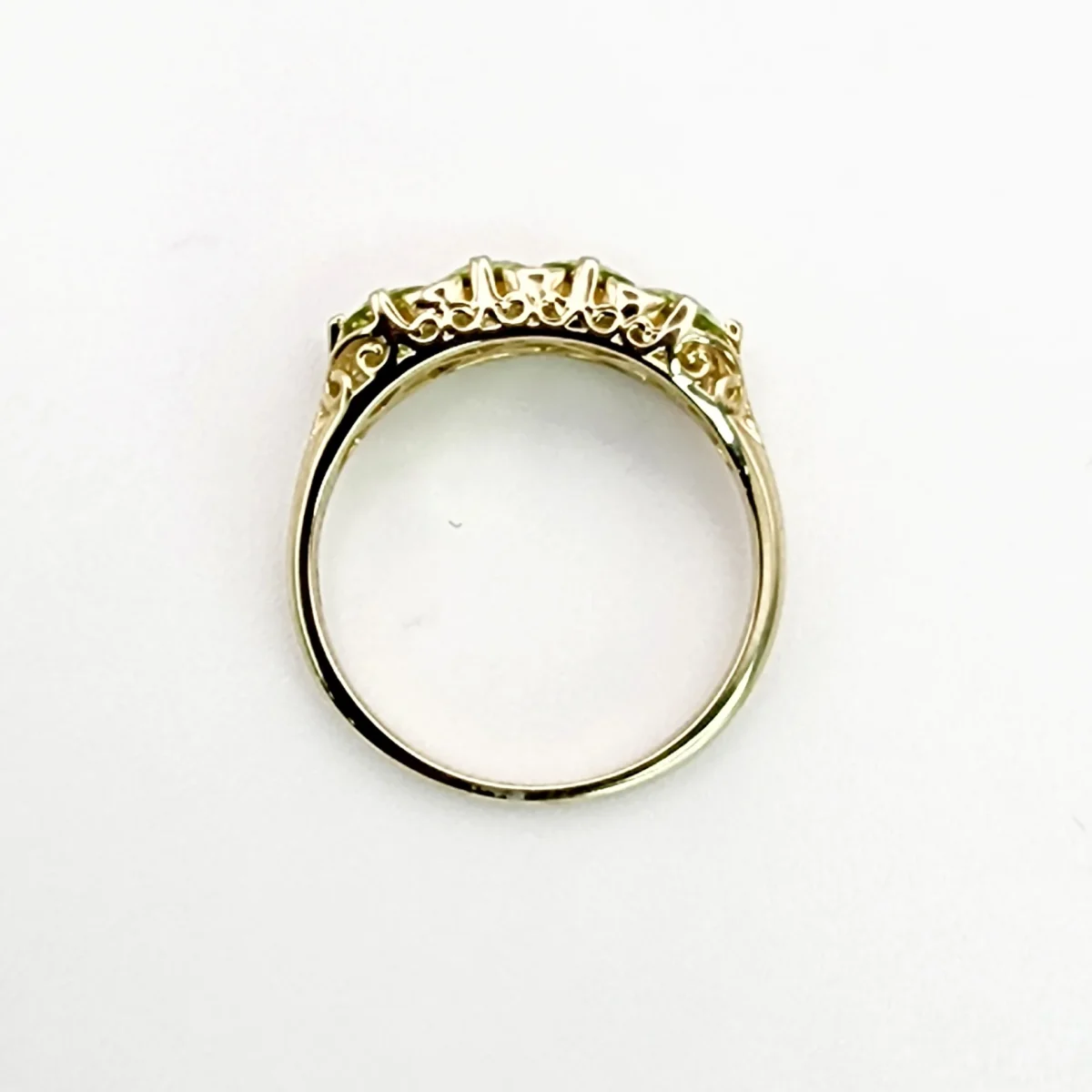 Five Stone Oval Peridot & Diamond Ring