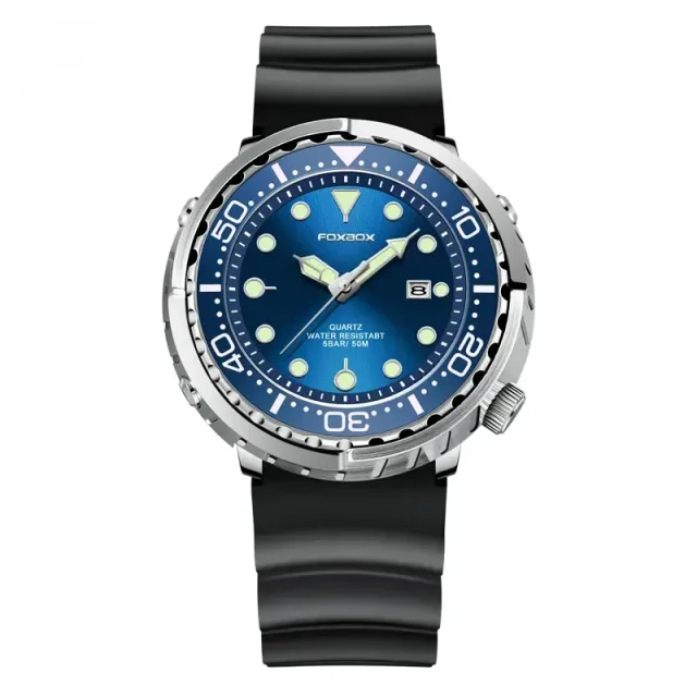 FOXBOX Sports Luminous 50m Waterproof Watch - Silver/Blue