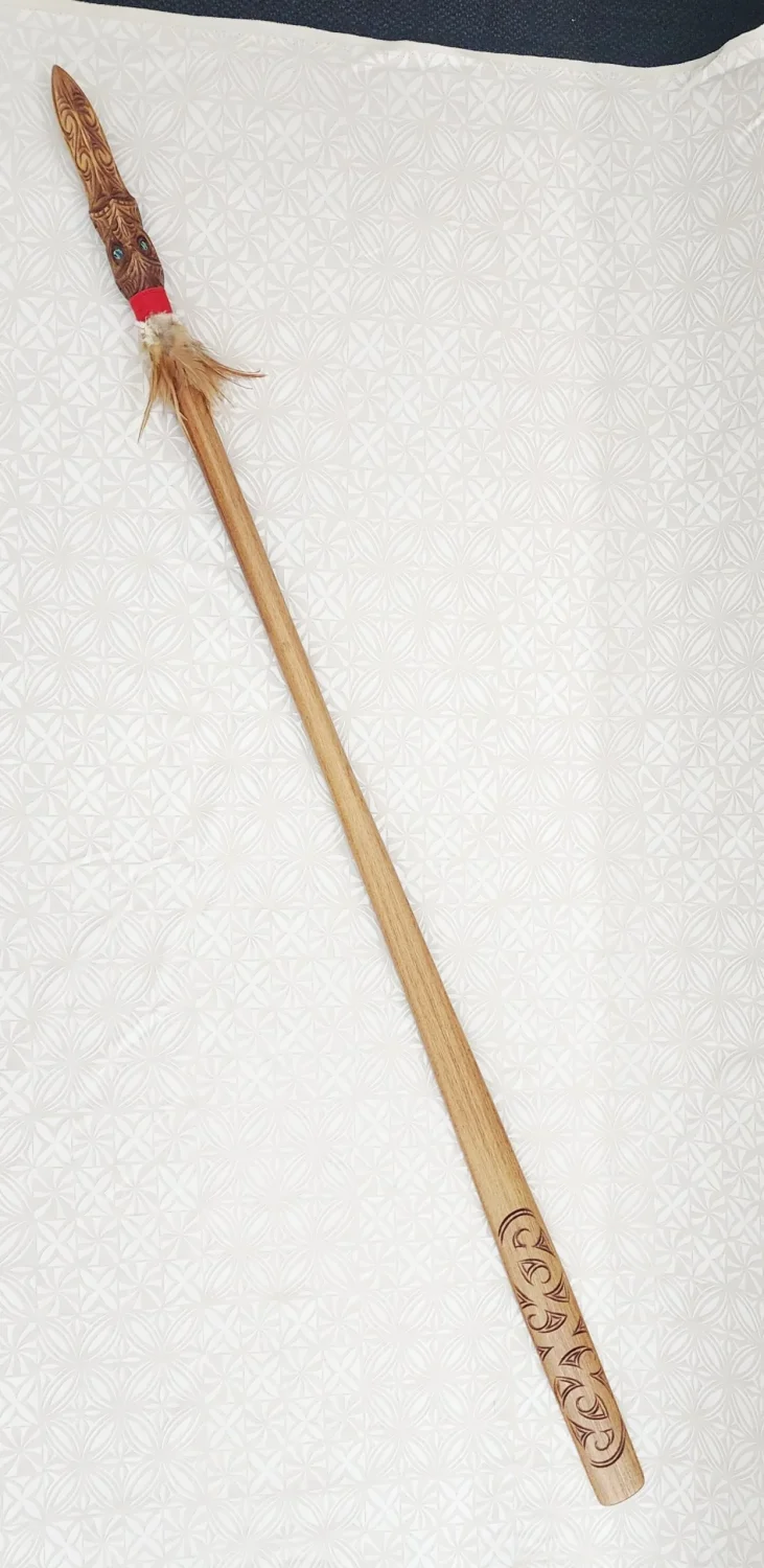 Full Size Maori Wooden Taiaha with Carved Shaft and Head - WM978
