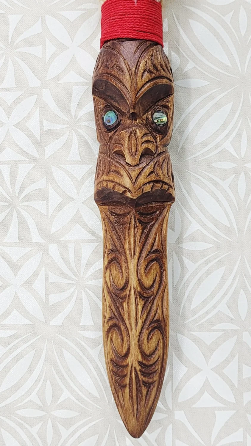 Full Size Maori Wooden Taiaha with Carved Shaft and Head - WM978