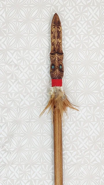Full Size Maori Wooden Taiaha with Carved Shaft and Head - WM978