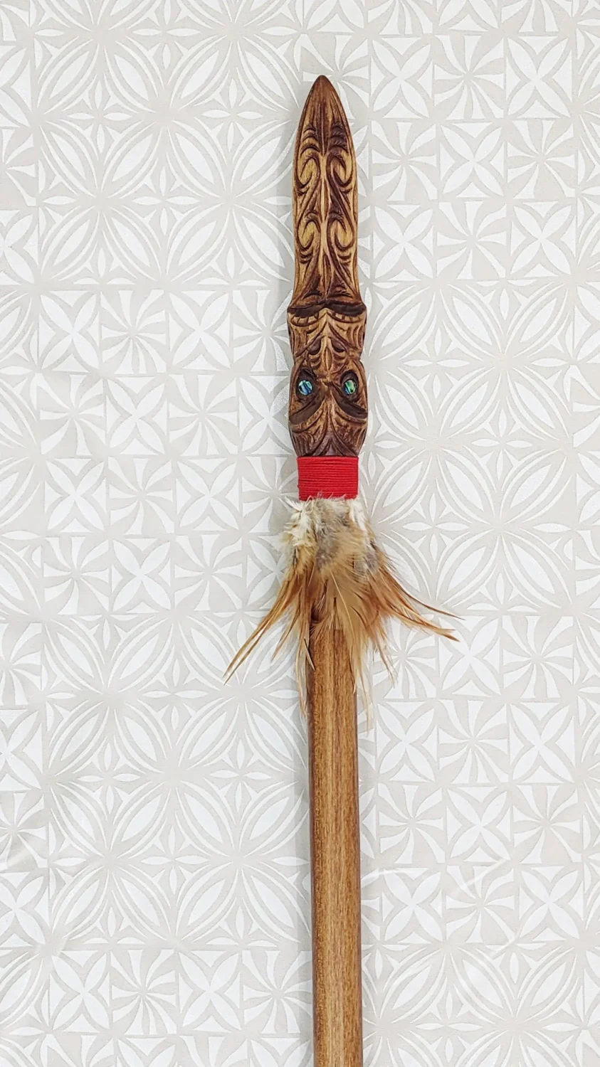 Full Size Maori Wooden Taiaha with Carved Shaft and Head - WM978